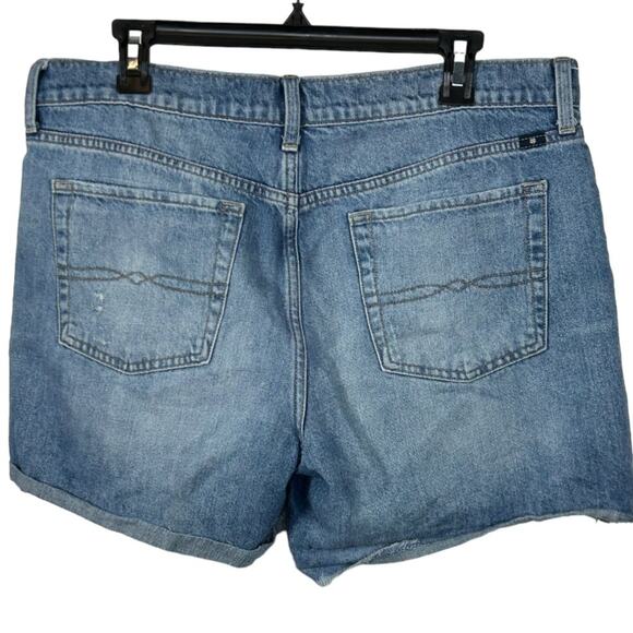 Lucky Brand Roll Up Denim Shorts Distressed High Rise Blue Boho Size 12 / 31 - Picture 8 of 13